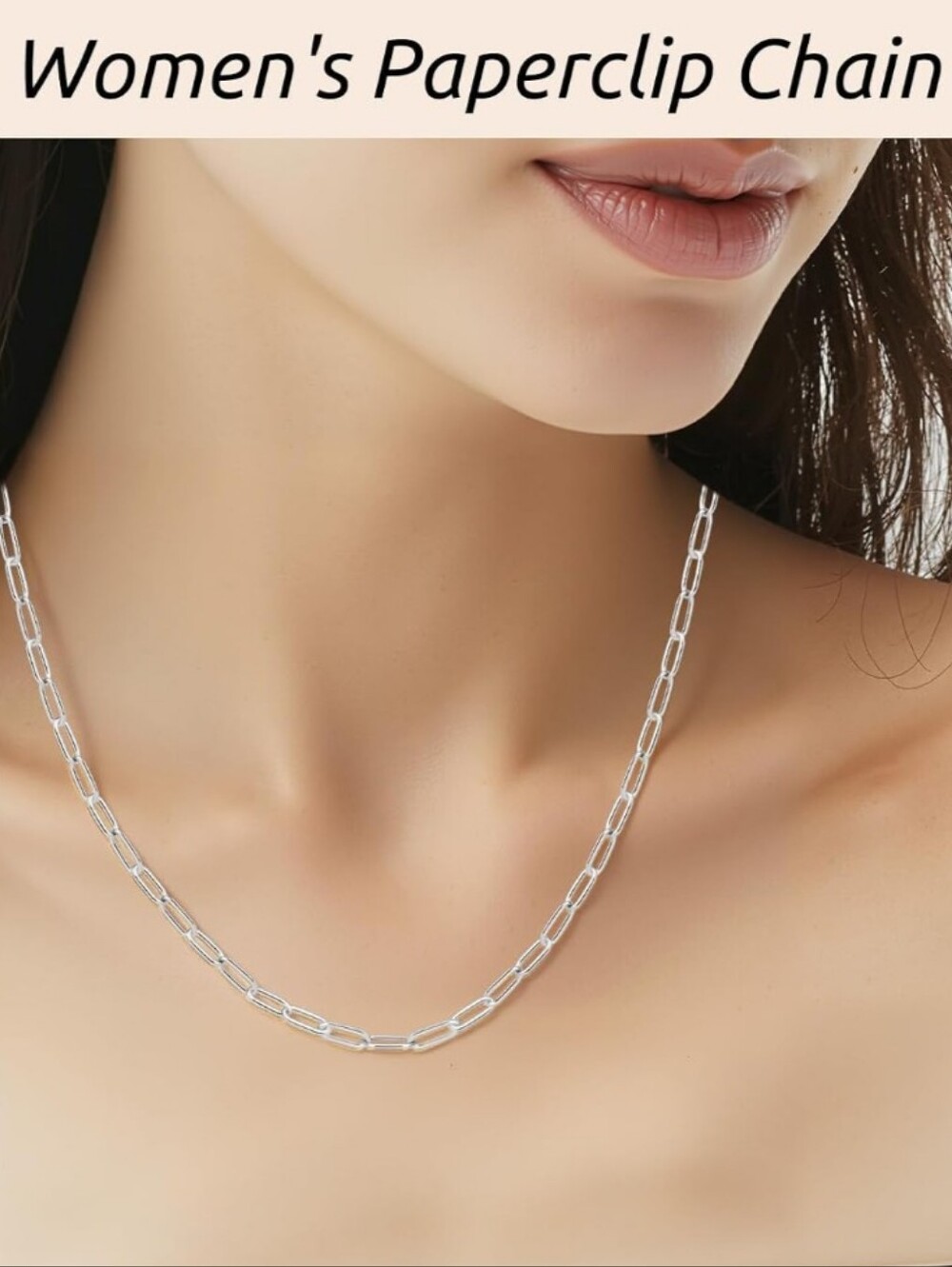💎 Dainty Sterling Silver Paperclip Link Chain Necklace Elegant ✨
